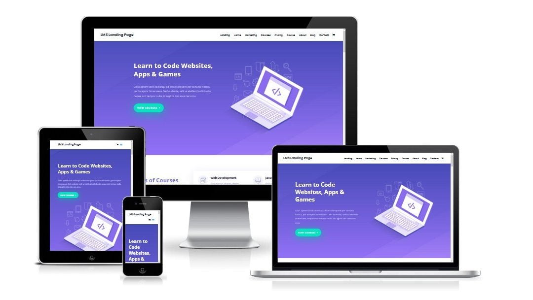 LMS Landing Page design using DIVI theme