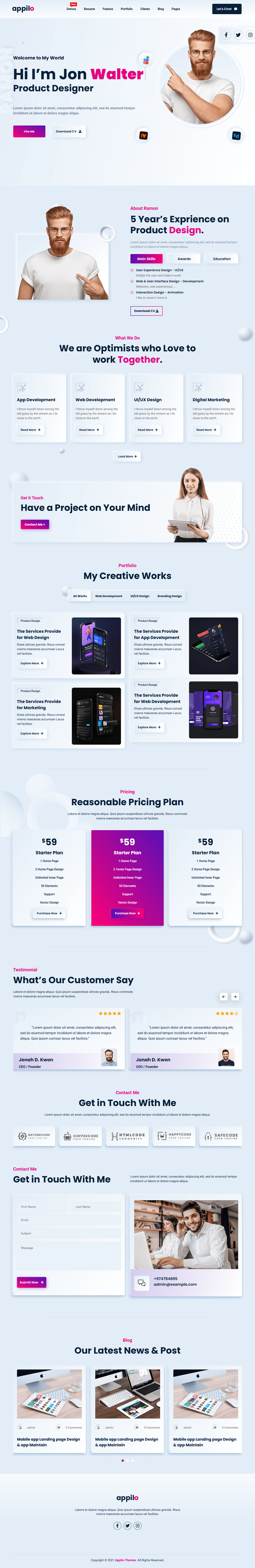 Portfolio/Resume Landing Page design